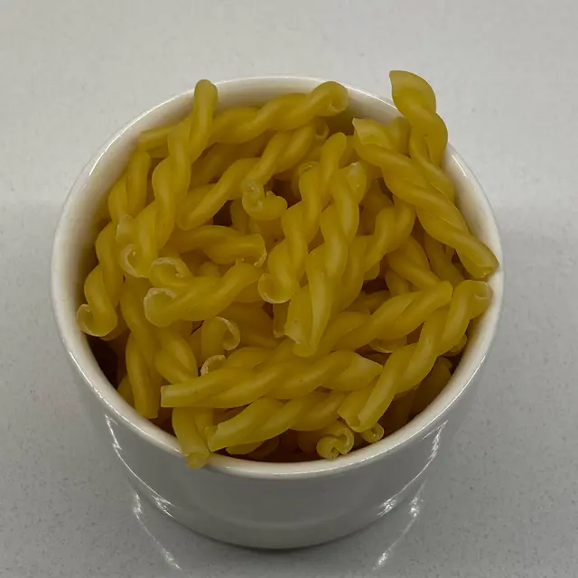 A close up shot of Treccine in a small white bowl